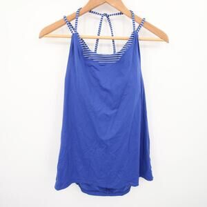 Gap GapFit Tank Top Blue White Stripe Racerback Low Impact Sports Bra Built In S